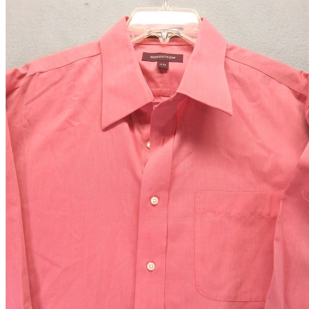 Nordstrom Smartcare Men's Size 17-35 Pink Long Sleeve Button Up Dress Shirt